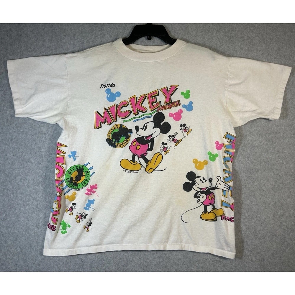 Vintage 80s Disney Mickey T Shirt Double Sided Florida Size 2XL Single Stitch